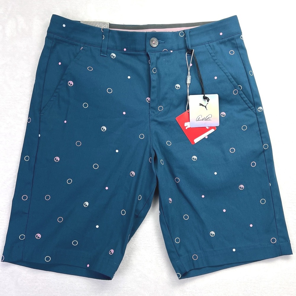 Puma Arnold Palmer Golf Shorts Mens *SZ 30 Teal Blue Umbrella Print N1AP